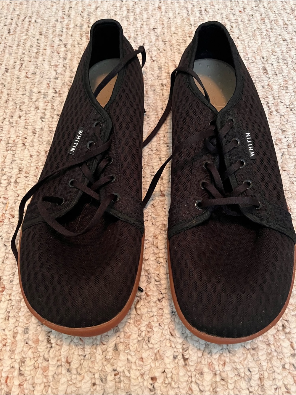 Whitin Men's Minimalist Barefoot Shoes Black Gum Sole Trail Runner Size 47 US 13 - Picture 2 of 9